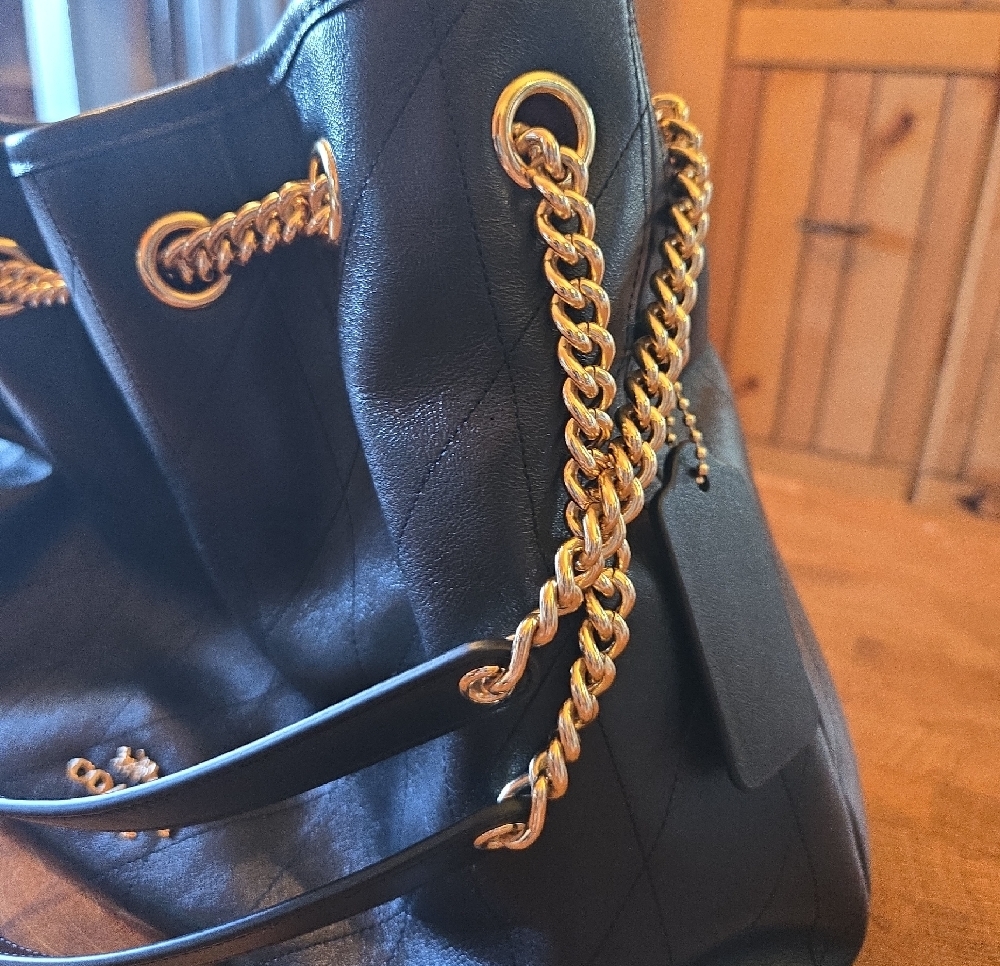 Coach LTH EVLYN Quilted Leather Shoulder Bag with Gold Chain Handles - Picture 9 of 15